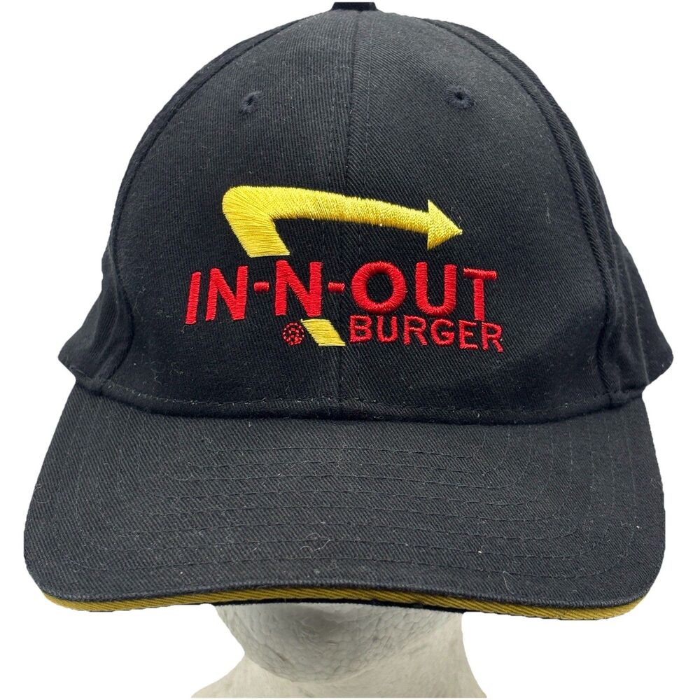 In-N-Out Burger Adjustable Hat Black Yellow Arrow Logo Baseball Cap JDU USA